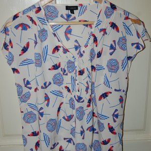 Flutter sleeve umbrella print top